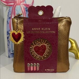 Anne Klein Gold Metallic Lip Gloss Set Pouch - 4 Piece
